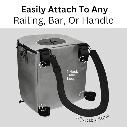 Portable Trash Can for Boating and Camping - Durable and Collapsible with Inner Bin - Kayak, Fishing, Beach, Hiking and Camping Essentials, Boat Accessories 8 Gallon Trash Can (Grey)
