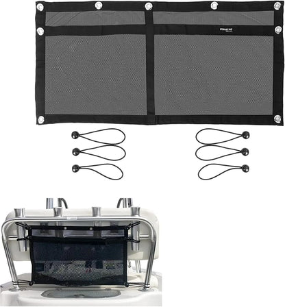 Upgrade Boat Storage Bag,Mesh Suspended Storage Organizer, Cargo Net Pocket Organizer Pouch Bag,Boat,Truck SUV Travel Long Road Trip Camping Interior Accessories with 6 pcs Elastic Ring(32 INCH)