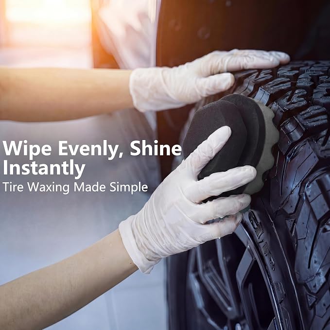 4 Pack Large Tire Shine Applicator Pad - Hex Grip Tire Applicator Sponge, Reusable Foam Sponge Tool for Car Detailing, Ideal for Applying Tire Shine & Tire Cleaner After Car Wash, Car Cleaning