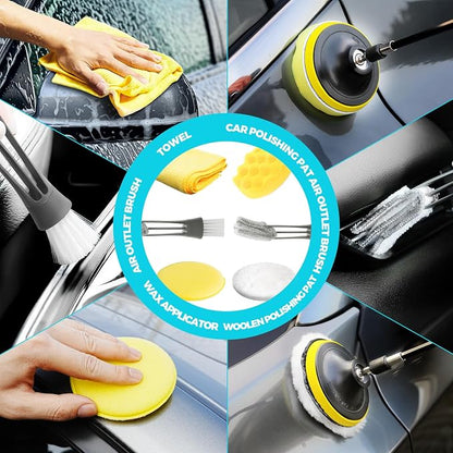 ALFLOD 30Pcs Car Detailing Kit, Car Detailing Brush Set, Car Wash Cleaning Kit, Car Dusters Extendable Handle Cleaning Exterior, Car Cleaning Gel, Car Cleaning Tools Kit for Interior, Exterior, Wheels