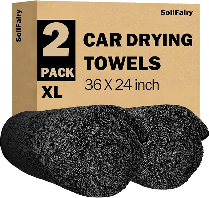 Car Drying Towel (36"x 24"/3ft x 2ft), 2 Pack Ultra Absorbent Microfiber Drying Towels for Cars, Leave No Streaks, Scratches or Water Spots, Extra Large Drying Towels Car Detailing for Cars