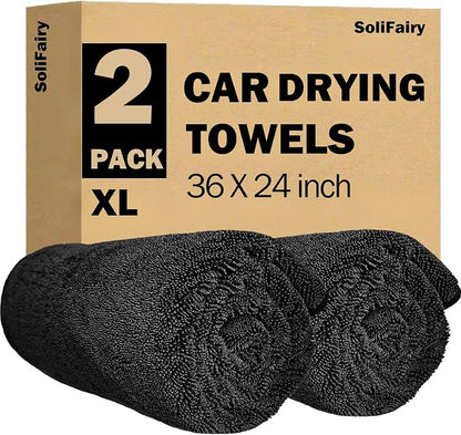 Car Drying Towel (36"x 24"/3ft x 2ft), 2 Pack Ultra Absorbent Microfiber Drying Towels for Cars, Leave No Streaks, Scratches or Water Spots, Extra Large Drying Towels Car Detailing for Cars
