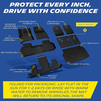 Michelin Vehicle Mats, All-Weather TPE Custom Fit Liner for 2024-2026 Chevy Traverse/2024-2026 GMC Acadia/2025-2026 Buick Enclave 7 Seats(9 Piece), Not Fit 2024 Traverse Limited, Premier