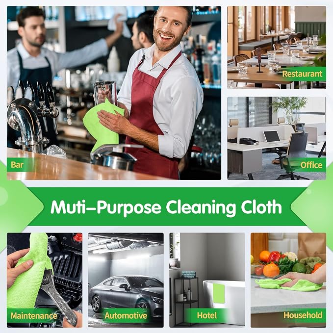 FIXSMITH Sage Green Microfiber Cleaning Cloth -Pack of 12, Highly Absorbent Cleaning Rags, 16"X12" All Purpose Cleaning Towels for Housekeeping, Kitchen, Car, Lint Free and Reusable Microfiber Towels