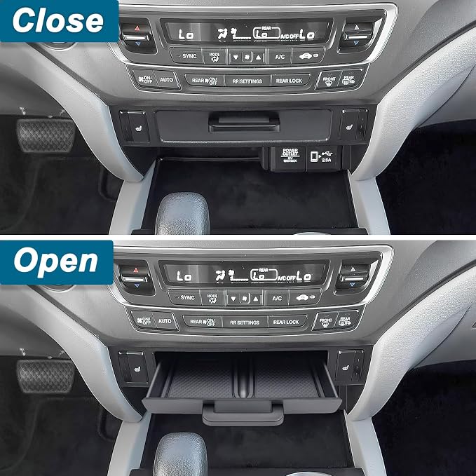 PIMCAR Removable Tray for 2016-2022 Honda Pilot/2017-2026 Honda Ridgeline/2019-2025 Honda Passport Center Console Organizer Storage Box Interior Accessories (Only Fit Models with Cubby)