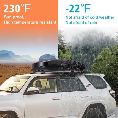 Hard Shell Rooftop Cargo Carrier with Roof Box, Heavy Duty Weatherproof 15.5 Cubic Feet Rooftop Cargo Carrier for Car Storage, Black