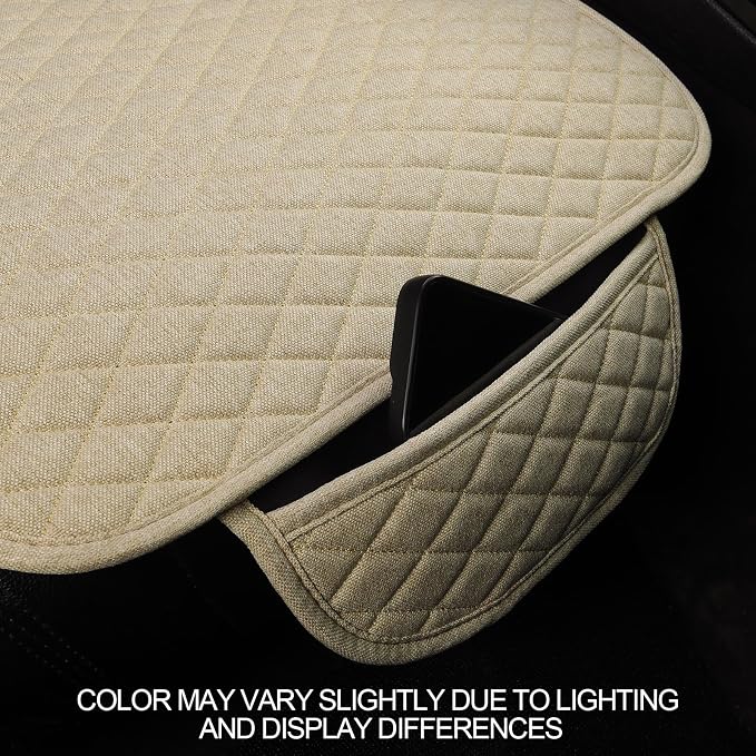 West Llama Linen Car Seat Covers,Bottom Seat Covers for Cars Include 1 Pair Front Driver Seat Pad Mat and 1 Rear Bench Cover for SUVs,Cars,Sedans(3Piece-Beige)