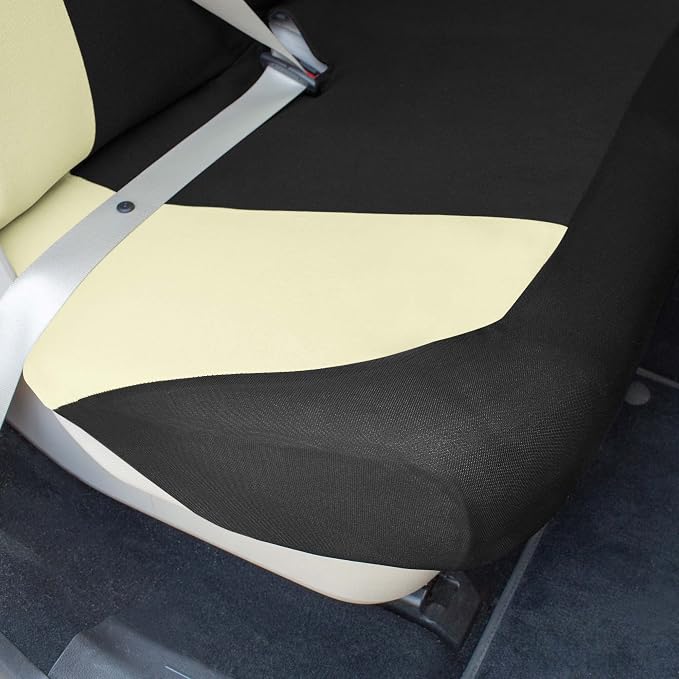 Universal Fit Chevron Flat Cloth Car Seat Covers Full Set - Beige