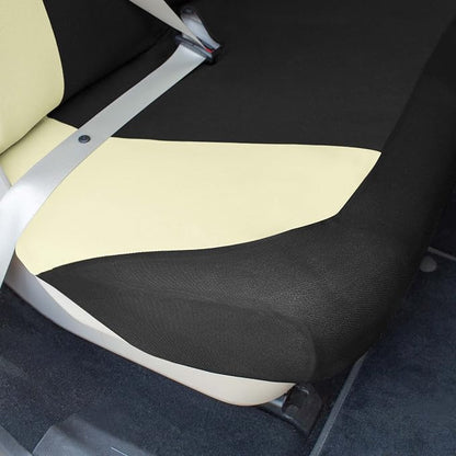 Universal Fit Chevron Flat Cloth Car Seat Covers Full Set - Beige