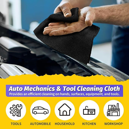 Microfiber Cleaning Cloth, 100 Pack Black Cleaning Rags Microfiber Towel Bulk Absorbent Lint-Free Wash Cloths, All-Purpose Towels for Cars, Shop, Automotive, Garage, Home & Kitchen