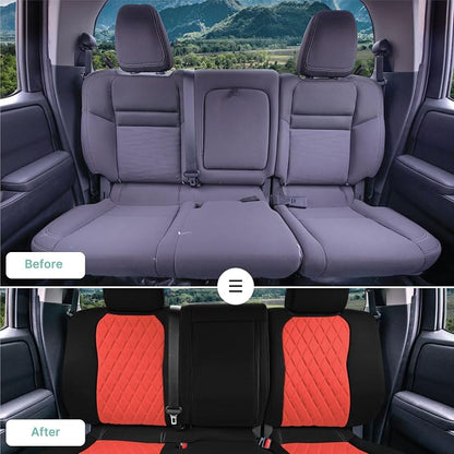 FH Group Custom Fit Car Seat Covers Specifically Made for 2022-2026 Nissan Frontier, Rear Set Red Ultraflex Neoprene Waterproof Automotive Seat Covers for Pickup Truck, Nissan Accessories