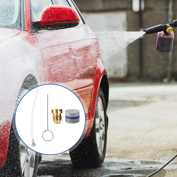 2 Sets Foam Cannon Orifice Kit, 0.04in/1.1mm Thread Nozzle and Foam Maker Meshes with Cleaning Tools Straw Filter Balls Universal Replacement Parts for Car Wash Tools