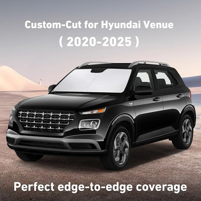EcoNour Windshield Sunshade Compatible for Hyundai Venue 2020-2023 2024 2025, Sun Visor for Front Windshield & Window Sun Shade Cover, UV Heat Blocker & Protector, Car Accessories