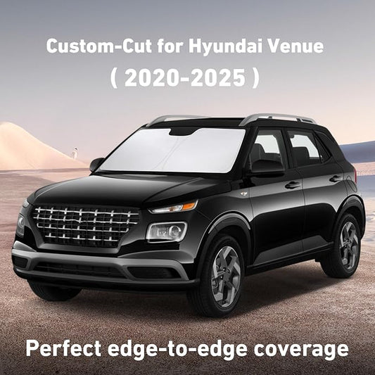 EcoNour Windshield Sunshade Compatible for Hyundai Venue 2020-2023 2024 2025, Sun Visor for Front Windshield & Window Sun Shade Cover, UV Heat Blocker & Protector, Car Accessories