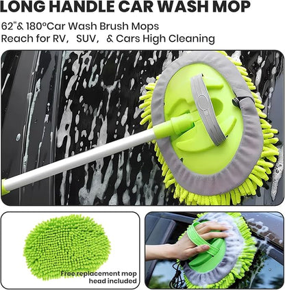 Car Detailing Kit Exterior, Car Wash Brush Kit with Long Handle 10pcs Set, Car Windshield Cleaner, Professional Car Care kits, Car Detailing Brush Set, Car Cleaning Drill Brush Kit with Extension Pole