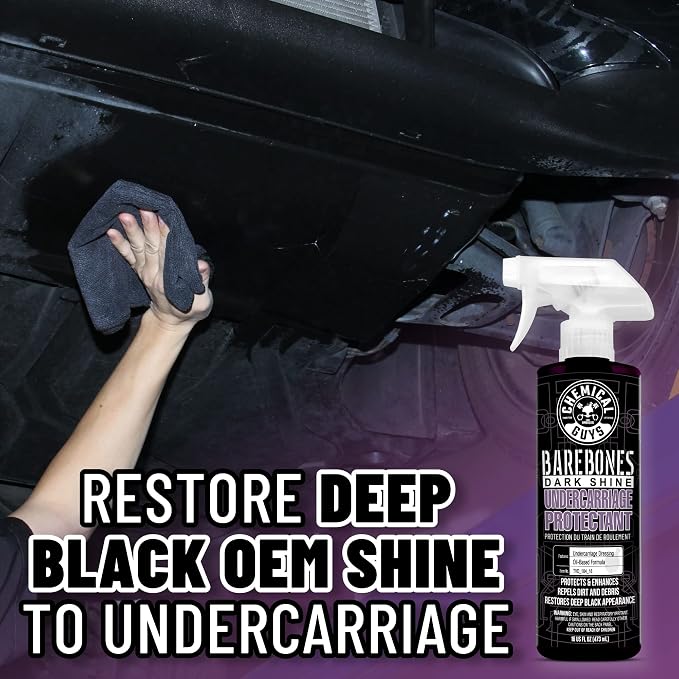 Chemical Guys Bare Bones Premium Dark Shine Spray - For Undercarriage, Wheel Wells & Trim - Deep Black Finish, Non-Greasy, Safe for Cars, Trucks, SUVs, RVs - 128 oz (1 Gallon)