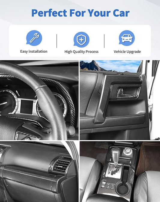 for 4Runner 2020-2023 Carbon Fiber Black Whole Set Interior Panel Cover Trim Kit, Center Console Gear Shift Dashboard Panel Cover Trim for Toyota 4runner Interior Accessories