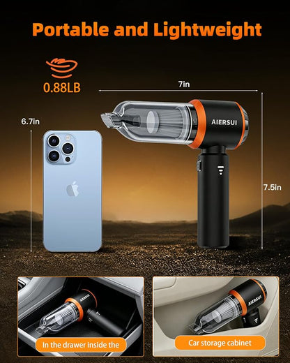 Handheld Cordless Vacuum Cleaner 4-in-1 Portable mini car Vacuum Cleaner, car Vacuum Cleaner and Hair Dryer, car Type-C Charging, Office Desk, Keyboard, pet Hair (Basic Ｍodel)