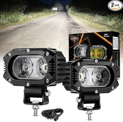 Auxbeam 4" Cube LED Pods, Super Bright 60W Offroad Lights Auxiliary Flood Light Pods Motorcycle Driving Light for ATV UTV SUV Boat Jeep