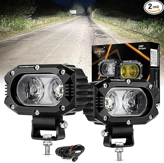 Auxbeam 4" Cube LED Pods, Super Bright 60W Offroad Lights Auxiliary Flood Light Pods Motorcycle Driving Light for ATV UTV SUV Boat Jeep