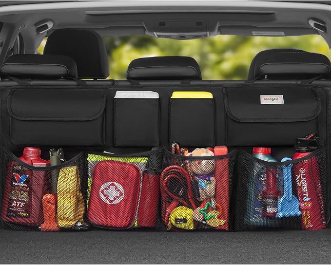 SURDOCA Car Trunk Organizer, LARGE CAPACITY Car Storage Bag with 8 Pockets, 7X Upgraded Trunk Storage Organizer for Car, SUV, Truck, MPV