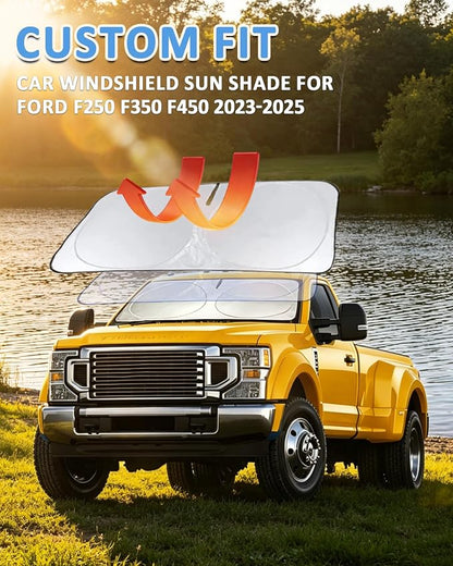 Sunshade for Ford Super Duty F250 F350 F450 F550 Windshield Sun Shade for 2010-2024 2025 2026 Ford F-250 F-350 F-450 F-550 2Door 4Door Pickup Accessories Front Window Shield Cover Visor Protector