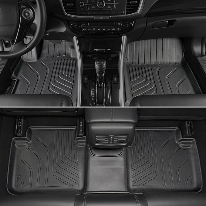 Floor Mats for Honda Accord 2013-2017, All Weather Floor Mats Trunk Cargo Liner and Door Sill Guards Accessories, Full Coverage Set (Fit Sedan Models)