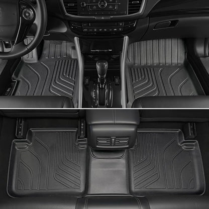 Floor Mats for Honda Accord 2013-2017, All Weather Floor Mats Trunk Cargo Liner and Door Sill Guards Accessories, Full Coverage Set (Fit Sedan Models)