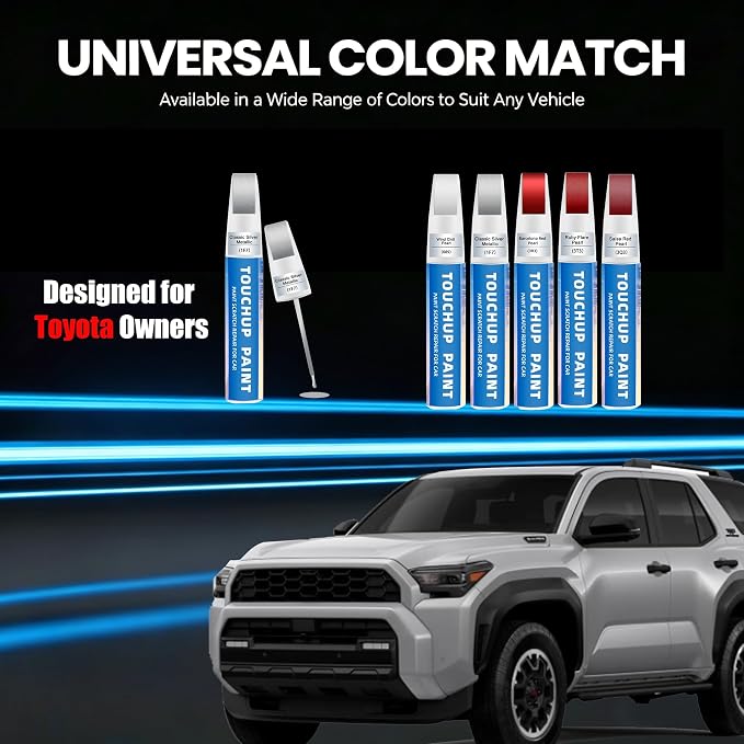 Classic Silver Metallic(1F7) Touch Up Paint for Toyota 2-in-1 Car Scratch Repair Pen for Rock Chips, Door Scratches & Paint Nicks Exact Color Match Quick Dry DIY Fix for RAV4 Camry Corolla