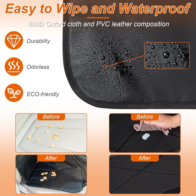 Husfunov Car Seat Protector,2Pack Car Seat Cushion,with Thickest Padding and Non-Slip Backing,Waterproof 600D Fabric Car Seat Covers with Storage Pockets for Baby for Baby、Pet and All Types of Cars