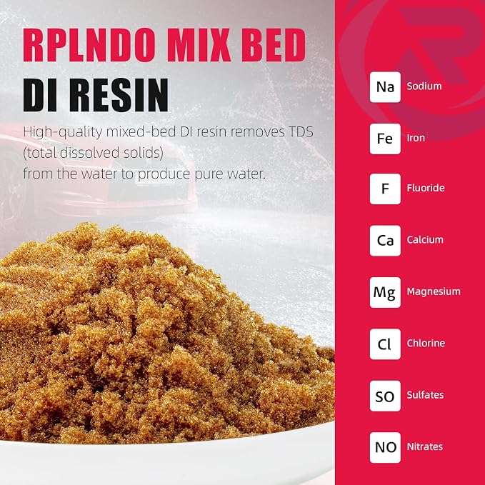 Mixed Bed Deionized Di Resin Refill for Spotless Water System for Car Wash, 5 Liters, Aquarium Filter, Deionized Car Wash, with Replacement Sand Bag&Paper Funnel