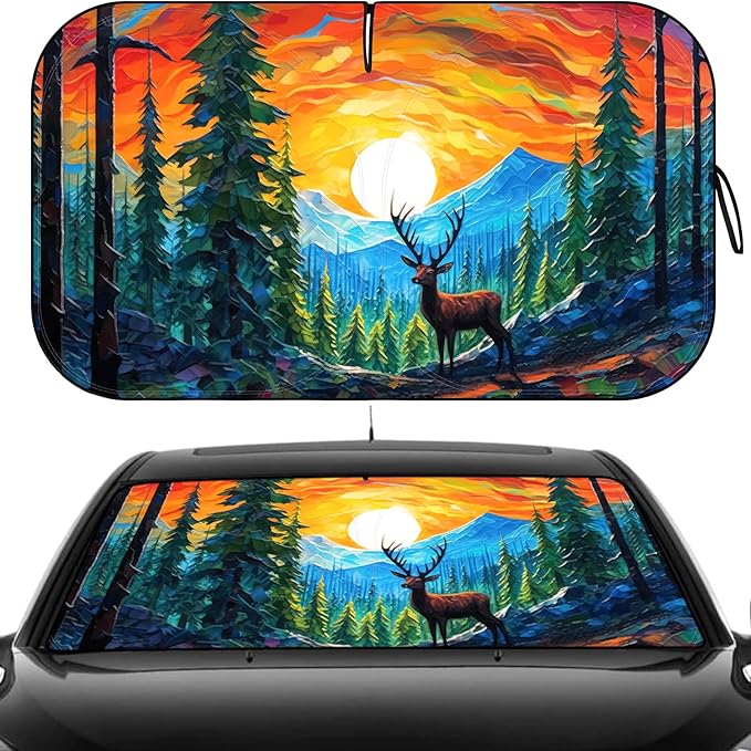 Windshield Sun Shade - Windshield Sun Shade Foldable, Car Sun Shade Windshield Keeps Interior Cool, Foldable Sunshade for Car Windshield with Storage Bag for Cars, SUVs, 55'' x 32''