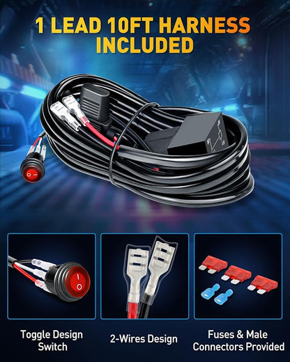 NAOEVO 12 Inch LED Light Bar, 300W 30000LM LED Offroad/Driving/Fog Lights with Wiring Harness Kit, Spot Flood Work Lights for Truck UTV ATV Golf Cart Boat, 1 Pc (White)