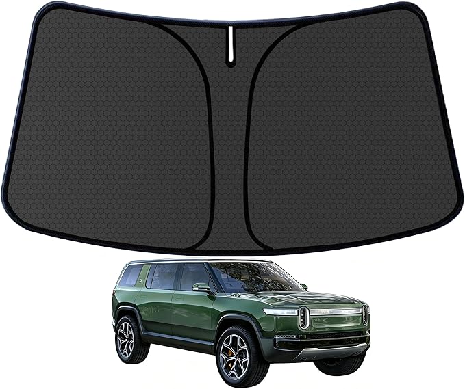 R1S Customized Windshield Sun Shade for 2022 2023 2024 2025 2026 Rivian R1S Front Window Sunshade Visor Protector Foldable Blocks UV Rays Keep Car Cooler Accessories