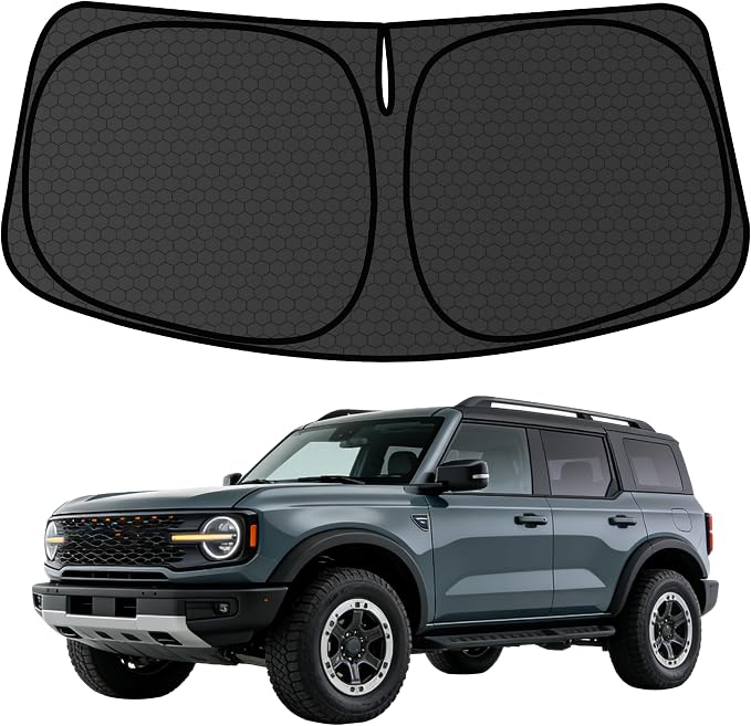 Bronco Sport Customized Windshield Sun Shade for 2021-2025 2026 Bronco Sport Front Window Sunshade Visor Protector Foldable Blocks UV Rays Keep Car Cooler Accessories