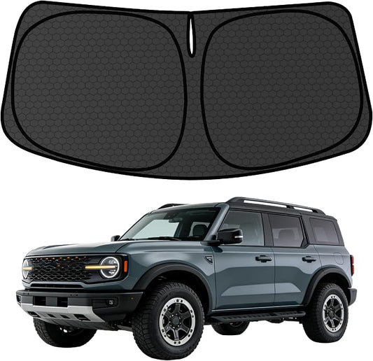 Bronco Sport Customized Windshield Sun Shade for 2021-2025 2026 Bronco Sport Front Window Sunshade Visor Protector Foldable Blocks UV Rays Keep Car Cooler Accessories