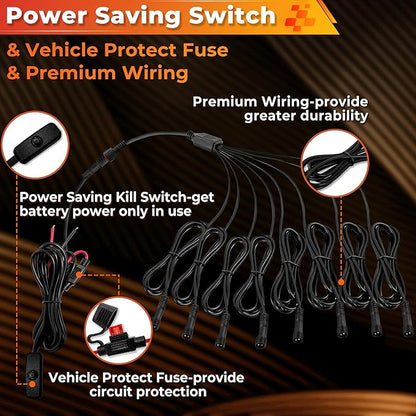 40 Pods Pure White LED Rock Lights Kit with Switch Wiring Harness,6500K 1080 LEDs Bright Rock Lights for Trucks,Waterproof Underglow Light for Car Jeep Off Road ATV UTV SUV(Patented)