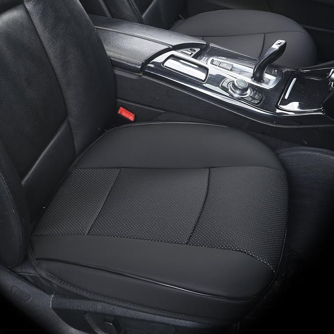 Ultra-Luxury Faux Leather Car Bottom Seat Cover Front Seat Protector Car Seat Cover for Most Four-Door Sedan & SUV,Single Seat Without Backrest 1PCS (W 20.5''× L21''×Thick 0.2'') (3D - Black)