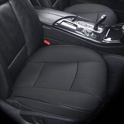 Ultra-Luxury Faux Leather Car Bottom Seat Cover Front Seat Protector Car Seat Cover for Most Four-Door Sedan & SUV,Single Seat Without Backrest 1PCS (W 20.5''× L21''×Thick 0.2'') (3D - Black)