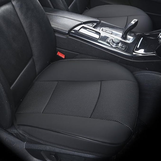 Ultra-Luxury Faux Leather Car Bottom Seat Cover Front Seat Protector Car Seat Cover for Most Four-Door Sedan & SUV,Single Seat Without Backrest 1PCS (W 20.5''× L21''×Thick 0.2'') (3D - Black)