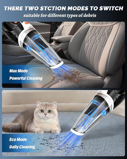 BRL Handheld Vacuum Cordless, Car Vacuum Cleaner with Powerful Suction, 2 Modes Mini Hand Vacuum, Dry & Wet, LED Light, Portable Vacuum for Car Pet Hair, Home, Office, Keyboards Black Orange