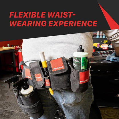 Maxshine Universal Professional Detailing Tool Belt | Durable 600D Oxford with Adjustable Strap & Quick-Release Buckle | 5 Storage Pockets for Hands-Free Car Detailing, Polishing & Auto Care