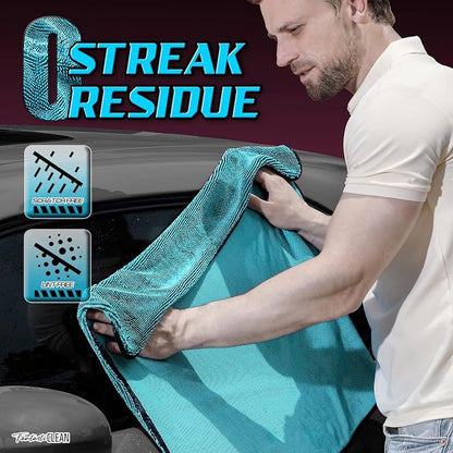Fantasticlean Large Car Drying Towels- 2 Pack, 32‘’ by 24'' - Premium Microfiber Cleaning Cloth with Dual-Colored Twisted Loop, Ultra Absorbent, Scratch-Free for Instant Car Detailing (Blue)