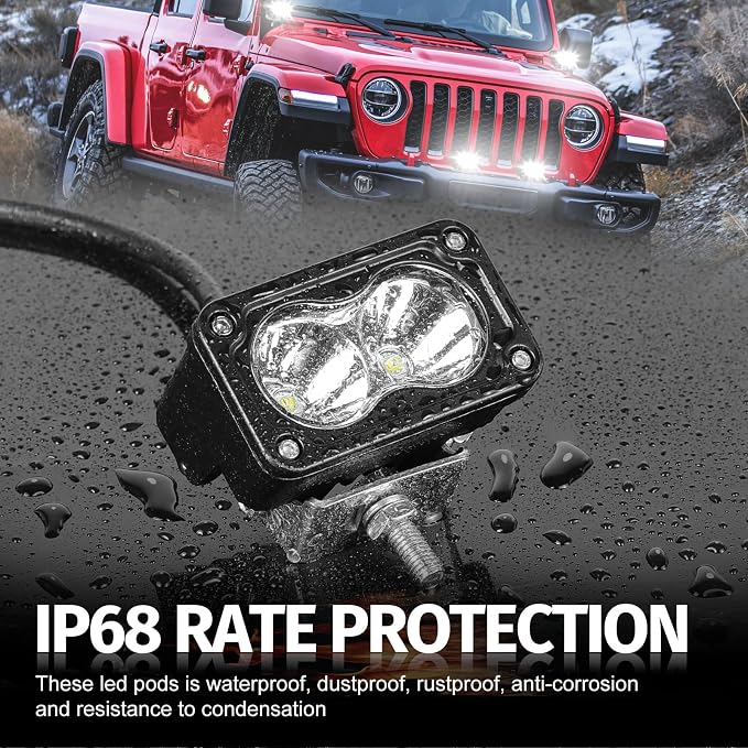 LED Pods, 2Pcs 40W 3 Inch Driving Light Bar Off Road Spot Light Super Bright Work Light Cube LED Bumper Light Pod Fog Light for Truck ATV UTV Motorcycle Boat Offroad
