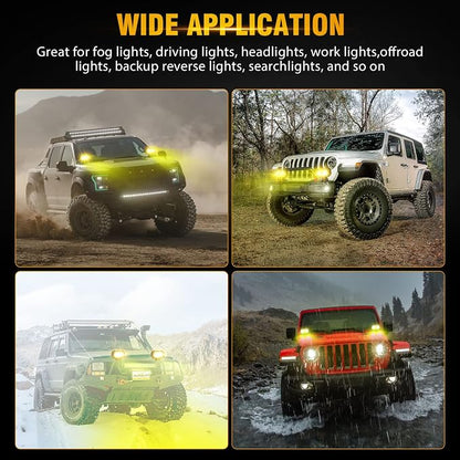 Auxbeam LED Amber Fog Light, 4Inch 60W Led Driving Offroad Lights Pod Super Bright with Wiring Harness Kit Yellow Flood Beam Pod Light for Truck SUV ATV UTV Jeep Wrangler Motorcycle