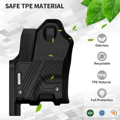 YITAMOTOR Floor Mats Fits for 2025-2026 Ram 1500 Quad Cab 1st Row Bench Seat, All Weather TPE Custom Fit Car Mats Ram 1500 Floor Liners 1st & 2nd Row, Black