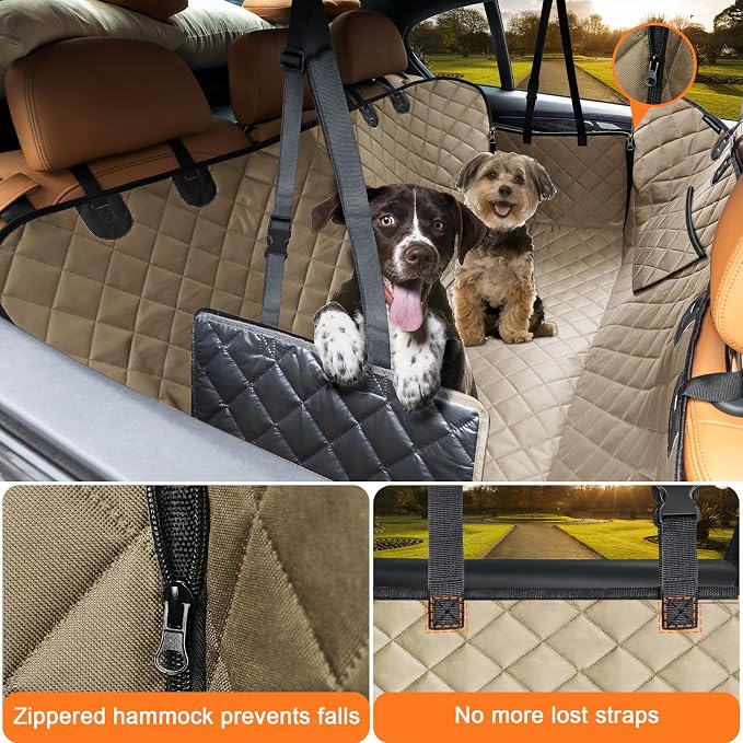 URPOWER Dog Car Seat Cover for Pets 100% Waterproof Seat Cover Hammock 600D Heavy Duty Scratch Proof Nonslip Durable Soft Back Seat Covers for Full Size Trucks