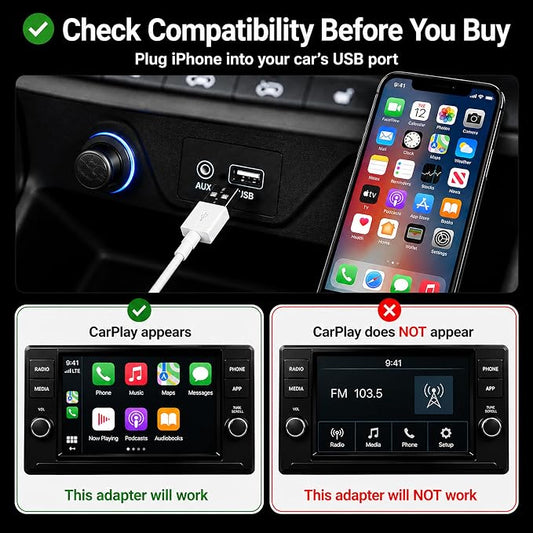 Ultra Compact Multi-User AUTO-Connect Wireless CarPlay Adapter 2026 for iPhone – Fast & Stable 5GHz Dual Band WiFi, Converts Wired to Wireless, USB-A/USB-C, for Cars 2016+, iOS 10+