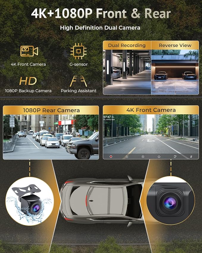 Carplay Screen for Car, 10.26" Wireless Car Play for Apple Carplay & Android Auto,4K Dash Cam,1080p Backup Camera DVR,Car Audio Receivers GPS Navigation Mirror Link, Bluetooth,FM, Siri