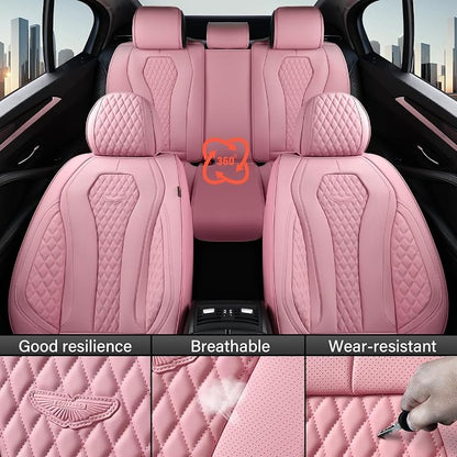 Coverado Car Seat Covers Full Set, Pink Seat Covers, Waterproof Car Seat Cover, Car Seat Cushion, Car Seat Covers Front Seats Back Seat Covers, Car Seat Protector Universal Fit Most Cars
